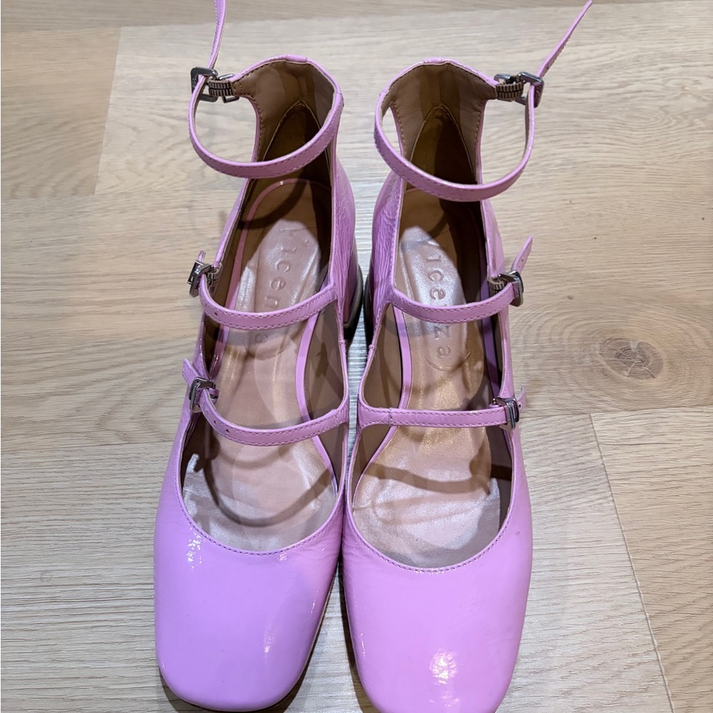 Pretty  Patent Triple-Strap Mary Jane Flats